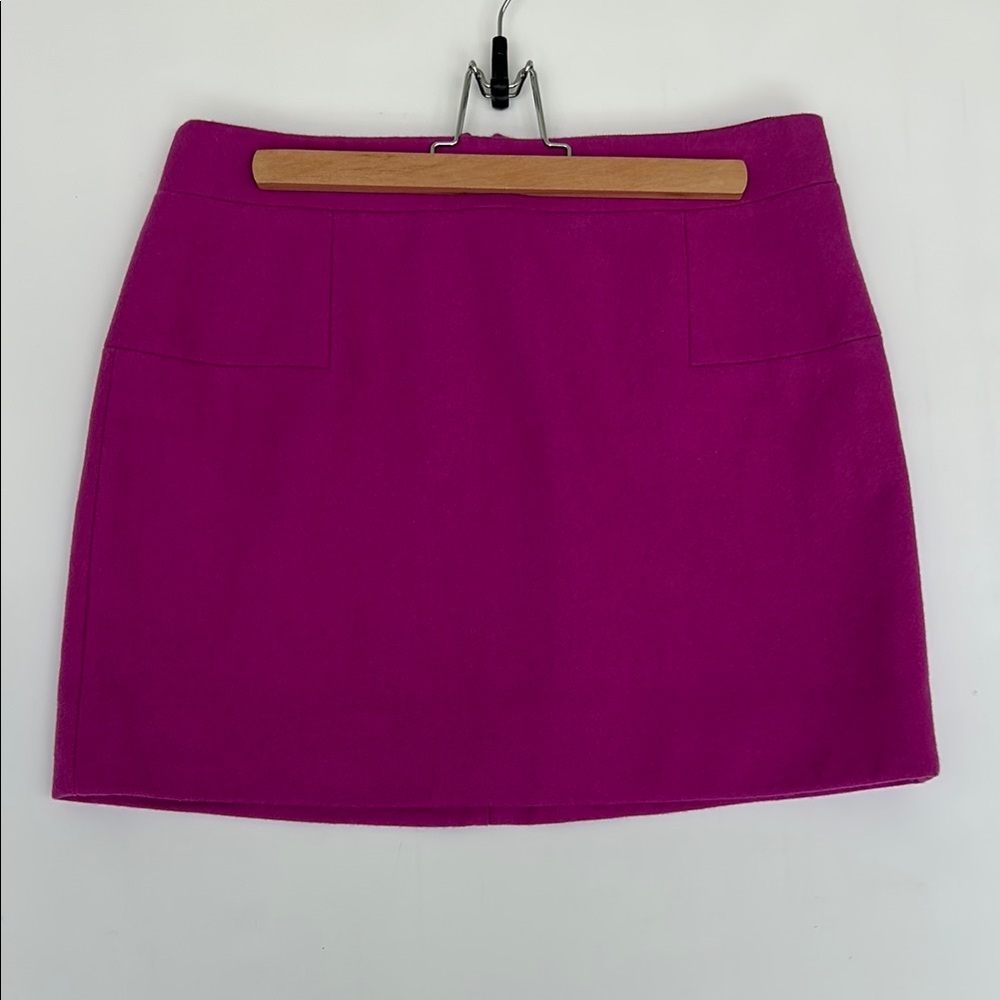 J. Crew Wool Blend Lined Fuschia Mini Skirt
